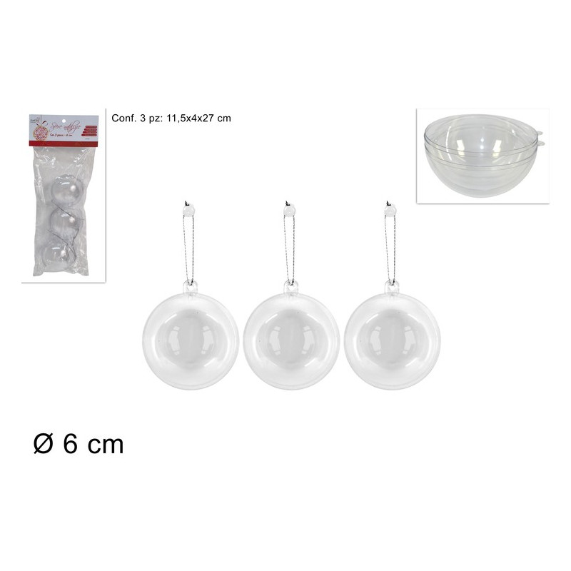 SFERA PLASTICA TRASP SET 3PZ 6CM